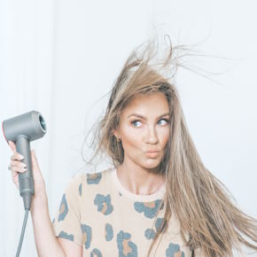 blow-drying your hair
